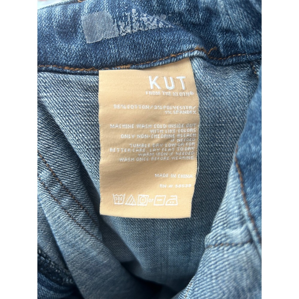 Kut from the Kloth Wide Leg Cropped Jeans Medium Wash Raw Hem Size 2 - Picture 8 of 8